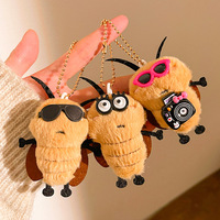 Porte-clés peluche cafard amusant, jouet en peluche insecte de dessin animé, pendentif mignon pour sac, cadeau fantaisie