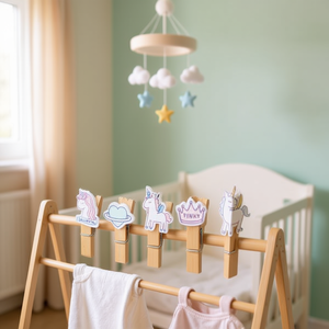 Ilan Mollette in Legno 3,5cm 10pz Design Unicorno per Abbigliamento Neonato - Product Image 2