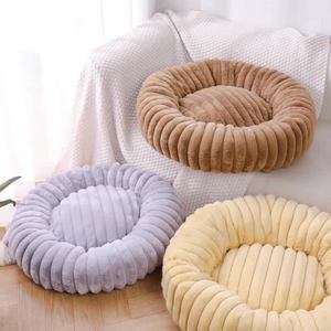 Pet Cat Dog <b>Nest</b> Long Haired Round Cat <b>Bed</b> Universal Grade Winter Warmth Dog <b>Bed</b> High Vertical Stripe Rabbit Fur Pet Mat - Product Image 5