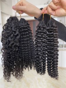 Wholesale High Quality Natural Deep Wave <b>Curly</b> Kinky Crochet Hair <b>Extensions</b> for Women Single Braiding in Stock - Product Image 4