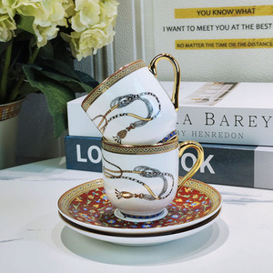 Hot Sale Nordic Luxury Small Floral Horse Rein Pattern Bone China Customizable Coffee Cup Saucer Set <b>Drinkware</b> - Product Image 4