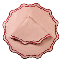 Serviette de table brodée à la main en lin 100% Eternal Eagle, forme spéciale, taille et couleur personnalisables, pour la maison et les mariages