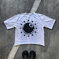 Logo personnalisé 300GSM Streetwear Box Cut Tee T Shirt T-shirt court lourd T-shirt graphique en coton surdimensionné Boxy Fit pour hommes