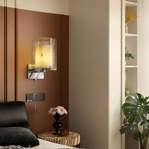 Lámpara de pared minimalista moderna, pantalla de cristal, LED E27, control de interruptor para sala de estar y dormitorio - Product Image 4