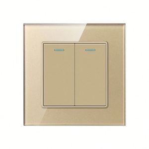 Painel de interruptor branco tipo 86, painel de comutação de vidro com duas entradas, controle único <span class=keywords><strong>2</strong></span> <span class=keywords><strong>gang</strong></span>, interruptor de 1 viagem para casa - Product Image 2