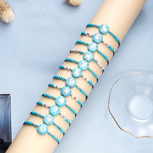 <strong>Hawaiian</strong> Boho Handmade <strong>Seed</strong> Bead Bracelet Turquoise Stone Leo Cancer Virgo Zodiac Sign Bracelet for Couple <strong>Jewelry</strong> - Product Image 4