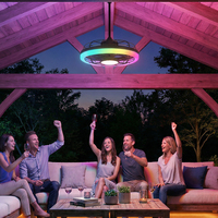 Ventilateur de plafond extérieur encastré de 20 pouces avec lumière, étanche, intelligent, RGB 3CCT, LED réversible et dimmable, pour patio et gazebo