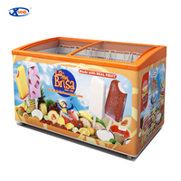 Congélateur horizontal de haute qualité pour la présentation de glaces, avec porte double vitrée incurvée, usage commercial
