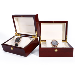 Wholesale Custom Logo Luxury Red Lacquer Gold Hinge Wooden Single <strong>Watch</strong> Storage Case <strong>Watch</strong> Packaging <strong>Boxes</strong> - Product Image 2