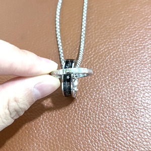 티타늄 스테인리스 스틸 링 목걸이 힙합 목걸이 사랑 각인 더블 링 펜던트 스테인리스 스틸 펑크 목걸이 남성용 - Product Image 3