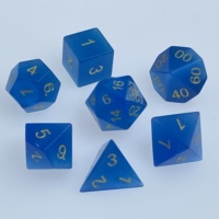 Jeu de dés en pierre œil de chat dés polyédriques en pierres précieuses bleues D & D donjons et dragons cadeau jeux de rôle RPG de table