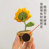 Aimants de réfrigérateur faits main en crochet, motif plante, mini-pot de fleurs, décoration de cuisine et de maison, aimant succulent en crochet, vente chaude
