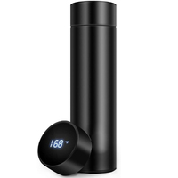 Bouteille intelligente hermétique à double paroi en acier inoxydable, contenant à personnaliser, pour conserver de l'eau ou d'autres boissons, avec affichage numérique par led, ml