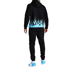 LONG MISSION INDUSTRY Men's <b>White</b> Tracksuit Blue Quarter-Zip Drawstring <b>Hoodie</b> Pants Streetwear Full Sleeve Regular Fit - Product Image 5