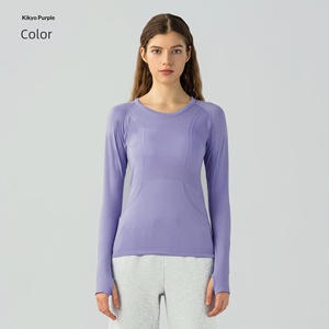 Haut de yoga sans couture à manches longues pour femme, mignon, neuf, respirant, confortable, anti-transpiration, idéal pour le sport et la course à pied - Product Image 3
