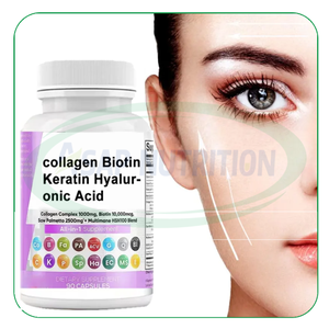 Capsules de collagène de marque privée Multivitamines Kératine Biotine Kératine Acide hyaluronique Capsule de collagène pour un vieillissement en bonne santé - Product Image 1