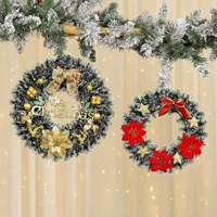 Dekorasi Natal Lintas Negara Baru, Karangan Bunga, Hiasan Pintu, Ornamen Jarum Pinus, Plastik, Gaya Eropa, Bentuk Bulat
