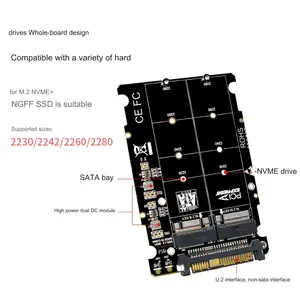 U.2 SFF-8639 U2 Connector to NGFF M.2 Key-M Key B+M PCI-E NVME Converter Adapter SSD Enclosure Case Aluminum Shell auiu