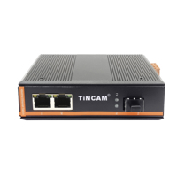 Conmutador de Red Industrial TiNCAM, 2 Puertos RJ45 + 1 Puerto de Fibra SFP, OEM, Conversor de Medios Industrial No Administrado