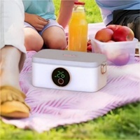 Lonchera Eléctrica Recargable de Acero Inoxidable de 1L con USB y Batería, Calentador de Comida para Auto