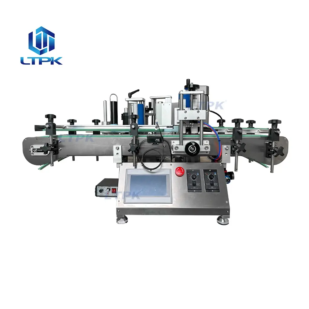 LT-150C Table Top Automatic Can Wine Round Bottle Sticker Labeling Machine com Data Code Printer Para Garrafas de Vidro e Plástico