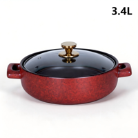 Ensemble de casseroles en céramique de qualité commerciale, 3,4 L, nouvelle collection Prosperity Red Hot Pot, avec couvercle en verre résistant à la chaleur, compatible lave-vaisselle