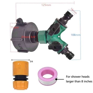 Connecteur de réservoir d'eau de jardin à 2 voies pour tuyau de réservoir d'eau de jardin, répartiteur de tuyau, robinet collecteur d'eau de pluie, vanne de vidange de réservoir d'eau - Product Image 2
