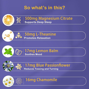Venta caliente Melatonin Free Sleep Gummies con <span class=keywords><strong>magnesio</strong></span> y L Theanine OEM Embalaje personalizado - Product Image 5