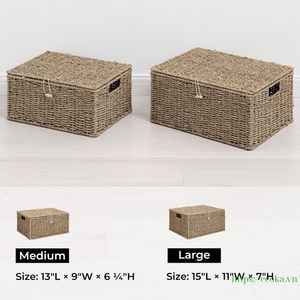 Seagrass <strong>Wicker</strong> <strong>Baskets</strong> for Organizing, Large <strong>Wicker</strong> <strong>Basket</strong> <strong>with</strong> Lid, Decorative <strong>Basket</strong> <strong>with</strong> Built-in <strong>Handles</strong> - Product Image 6