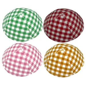 Jewish Man Bar Mitzvah Wedding Party Fleuri Yarmulka Cotton Checkered Male Skullcap Kippah Kippot Hat