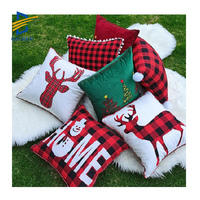 Housse de coussin de Noël personnalisée de luxe de haute qualité, motif Père Noël, rouge et vert, en polyester, broderie rayée, technique tissée