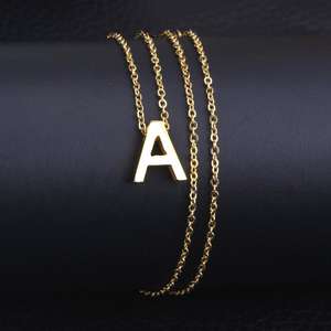 <span class=keywords><strong>Collana</strong></span> con Catena in Acciaio Inossidabile <span class=keywords><strong>Personalizzabile</strong></span>, Gioielli con Lettere del <span class=keywords><strong>Nome</strong></span>, Placcato Oro 18k, <span class=keywords><strong>Collana</strong></span> Minimalista con Ciondolo A-Z - Product Image 1