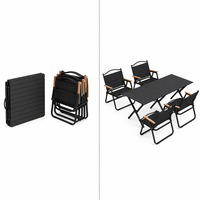 Ensemble de table de camping pliable en aluminium, portable, pour pique-nique, barbecue, extérieur, compact, avec 4 chaises