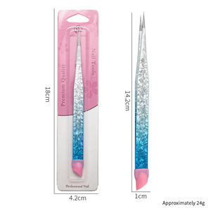 Pince à double tête en acier inoxydable pour le placement d'autocollants et de strass pour manucure - Product Image 6