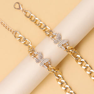 Ensemble bracelet et bracelet de cheville papillon en alliage de zinc avec sertissage clos pour femme, usage quotidien, design géométrique - Product Image 2