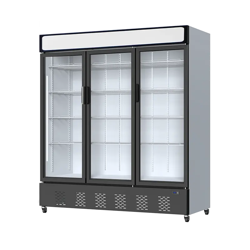 Kommerzieller aufrecht stehender 3-türiger Kühler Glastür Getränke Display Kühlschrank