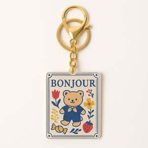 Porte-clés souvenir personnalisé en acrylique transparent écologique avec logo imprimé UV, motif de dessin animé, forme rectangulaire, pendentif en plastique personnalisé - Product Image 4