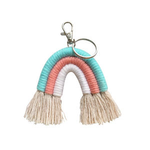 LLavero de adorno de arcoíris de nube tejida a mano, llavero bohemio de algodón de alta calidad con borlas, colgante de arcoíris, novedad - Product Image 5