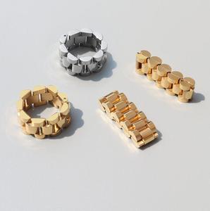 Jietao 비 변색 방수 스테인레스 스틸 보석 럭셔리 골드 도금 무거운 대형 큰 와이드 링 여성용 10mm - Product Image 2