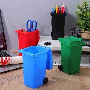 Custom Logo Plastic <b>Mini</b> Trash Can Pen Holder Wheelie Bin Shape Desktop Stationery Organizer for Promotional Activities - Product Image 6