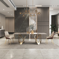 Mobilier moderne et minimaliste peu encombrant Table de salle à manger en verre de luxe Ensembles table à manger chaises et table à manger