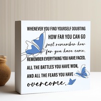 1 plaque de table carrée en PVC, imprimée UV, avec citation inspirante, style minimaliste et littéraire, pour l'encouragement et la guérison spirituelle