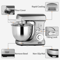 Mikser adonan listrik 5l 1000W, mikser makanan kue kepala miring 6 kecepatan dapur dan adonan listrik
