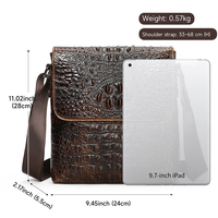 Sac à bandoulière MARRANT vintage en cuir véritable gaufré crocodile pour homme, sac messager en cuir pour homme