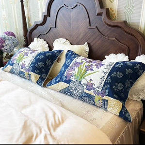 Toalla de baño y almohadilla de algodón personalizadas al por mayor del fabricante, estilo pintura al óleo, con proceso de teñido azul, Clase A - Product Image 5