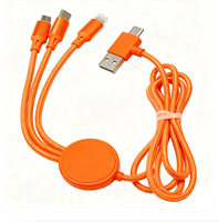 Câble de charge rapide 3-en-1 double entrée bleu compatible avec Type C pour smartphone, logo personnalisé, cadeau d'entreprise