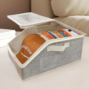 Hot Sale Clothing Hat Storage <b>Box</b> Multifunctional Large Capacity Foldable Baseball Cap Lid Dust-proof Zipper <b>Box</b> Non Woven - Product Image 3