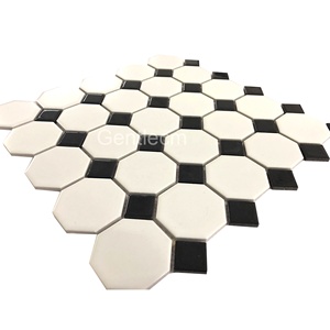 Mosaïque en céramique de haute qualité pour décoration murale intérieure simple, forme octogonale <span class=keywords><strong>et</strong></span> carrée, mélange de <span class=keywords><strong>blanc</strong></span> <span class=keywords><strong>et</strong></span> de <span class=keywords><strong>noir</strong></span>, 6 mm - Product Image 3