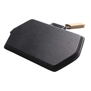 Voorgekruide gietijzeren vierkante grillpan met inklapbaar, afneembaar handvat, inductie vierkante pan, buitenkookgerei voor kamperen - Product Image 1