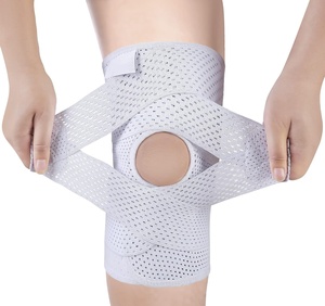 Genouillère blanche ultra-douce Air Mesh Fabric Réglable Genouillère Stabilisateurs latéraux Soutien de compression pour la douleur au <span class=keywords><strong>genou</strong></span> Ménisque - Product Image 1